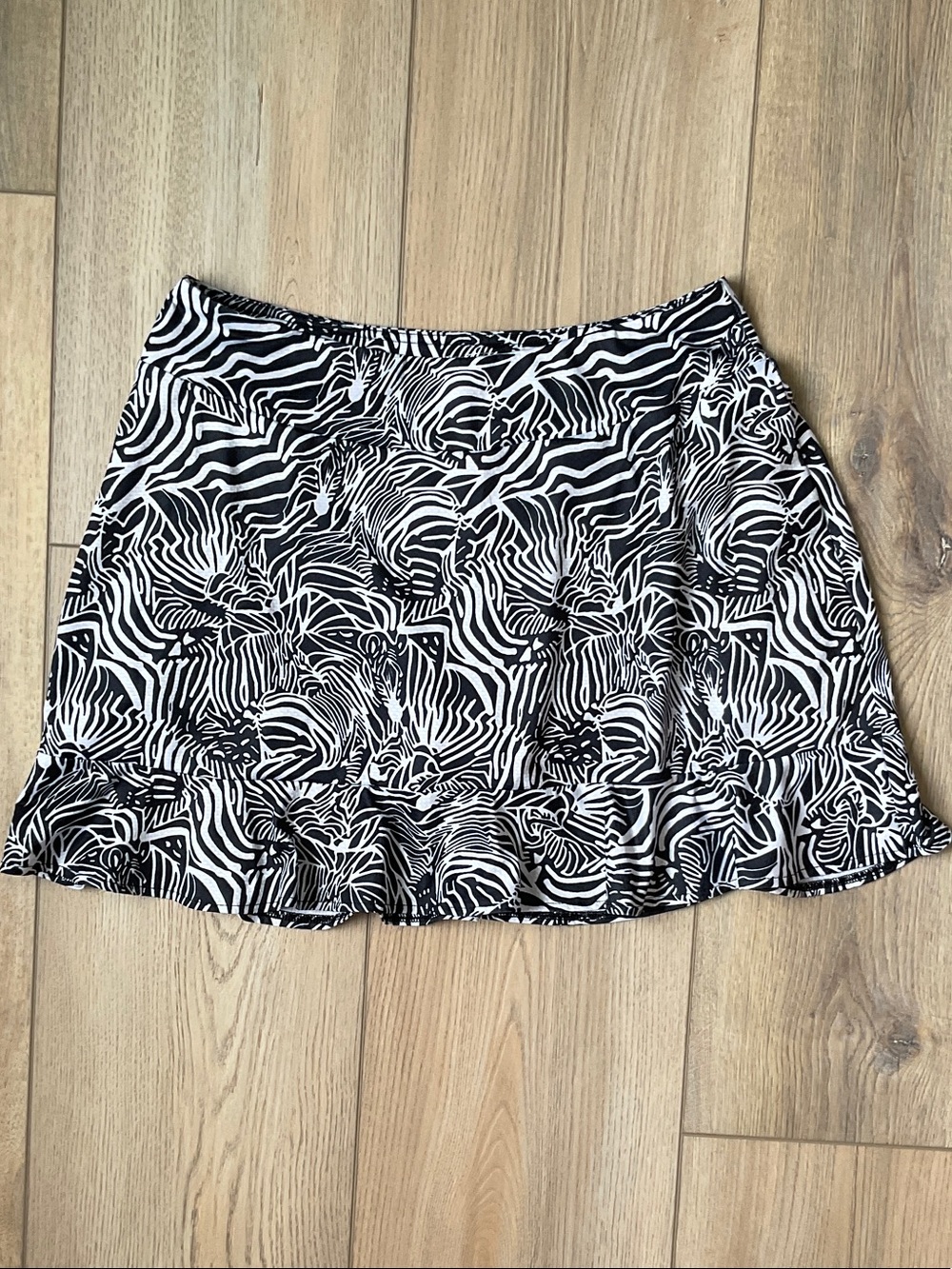 Gottex Zebra Print Flounce Hem Skort Size L Sporty Contemporary Cool Girl Y2K